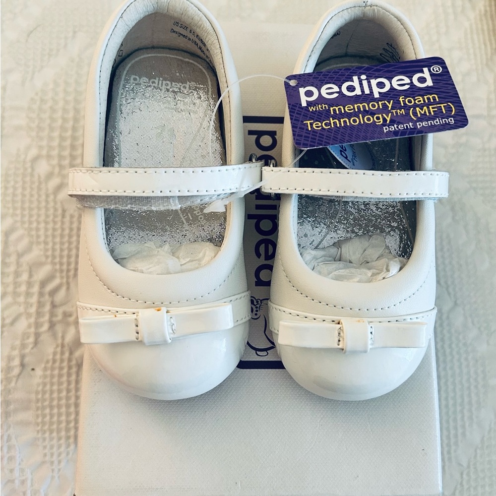 NIB girls white Pediped Shoes size 5.5